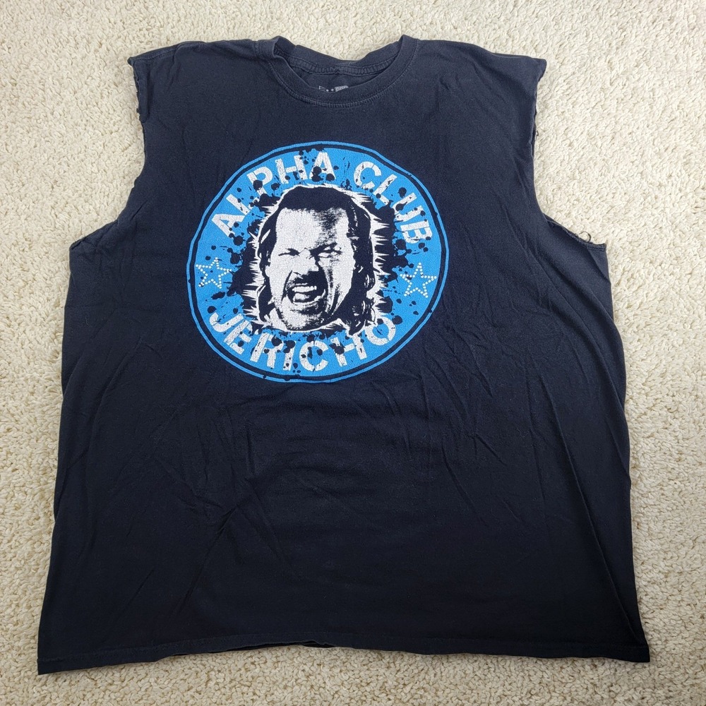 Chris Jericho Alpha Club NJPW Pro Wrestling Tees Black Cut Off Muscle Shirt XL